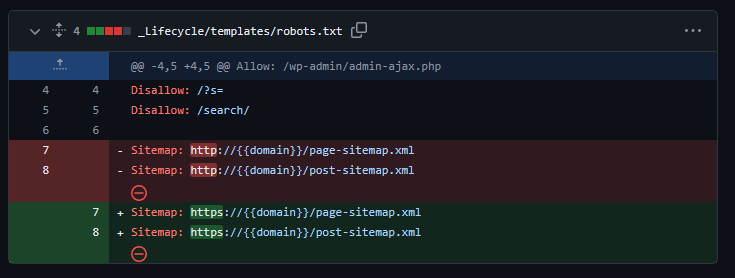 Github Commit Log Showing HTTP Typo Fix